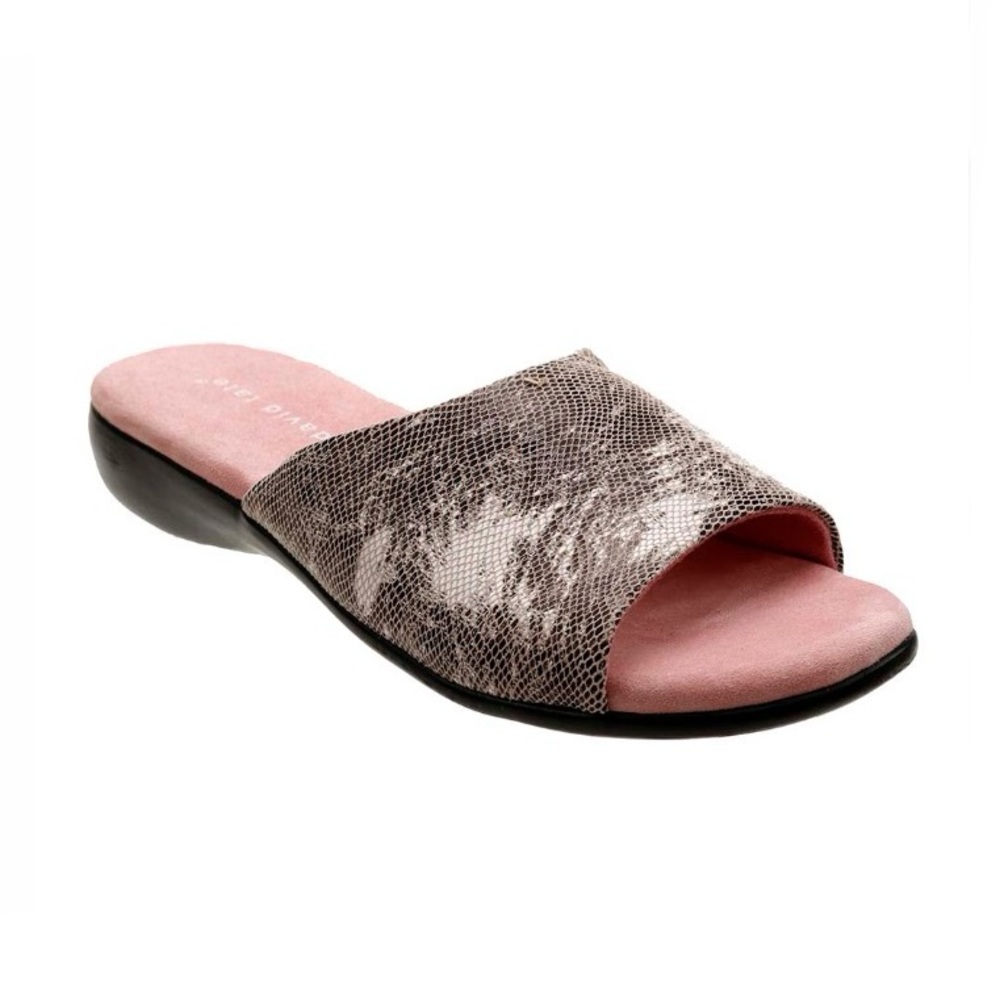NEW David Tate Taupe & Pink Fran Leather Sandals Women’s Size 9 WW Extra Wide